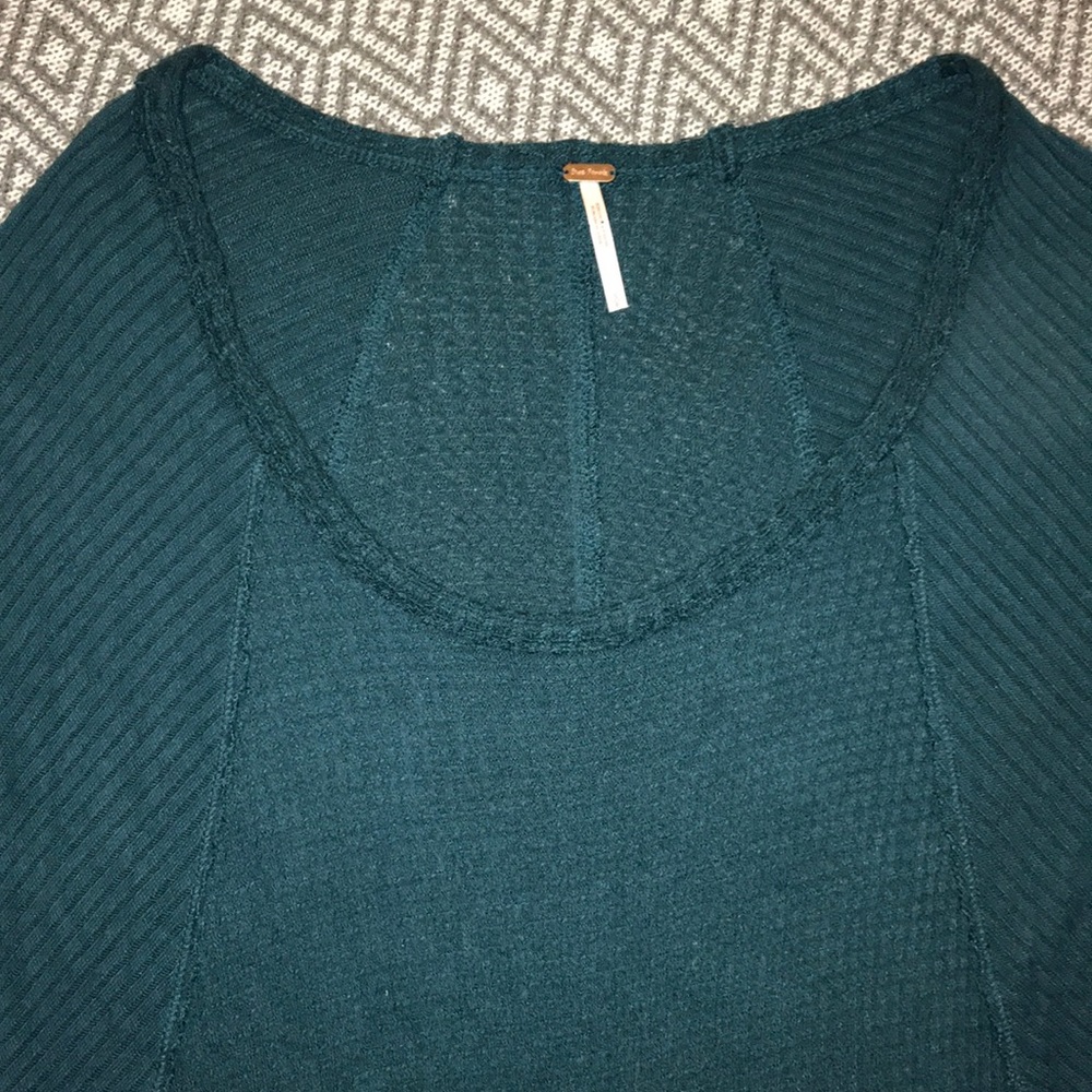 Free People Ventura Drippy Thermal Top Oversized Waffle Knit Long Sleeve Tee - Picture 7 of 8